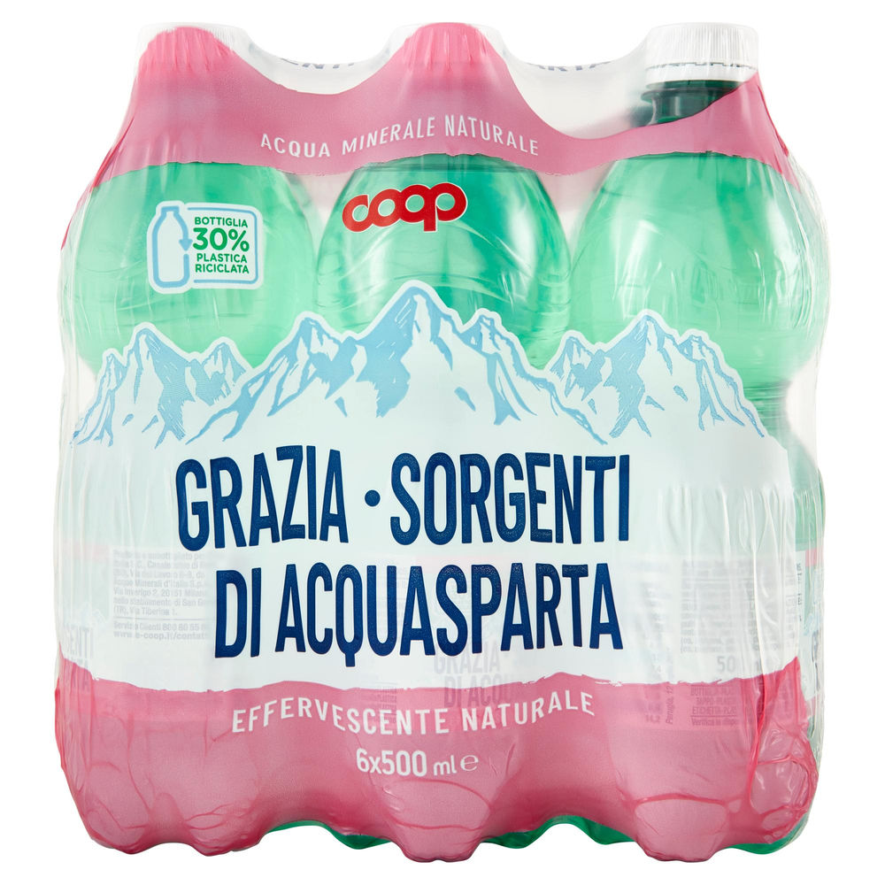 ACQUA EFFERVESCENTE NATURALE COOP FONTE ACQUASPARTA RPET 30% CLUSTER ML 500 X 6 - 0