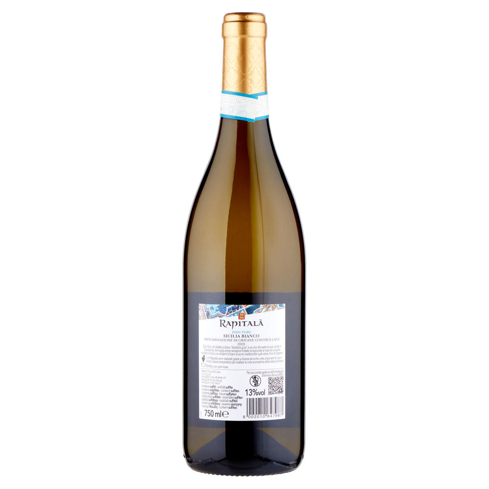 DISIU PURO BIANCO SICILIA DOC LE MAIOLICHE RAPITALÀ ML 750 - 1