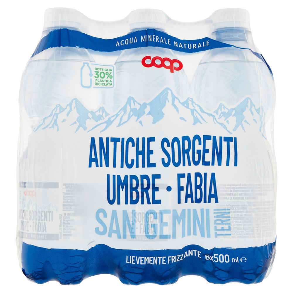 ACQUA LEGGERMENTE FRIZZANTE COOP ANTICHE SORGENTI UMBRE RPET30% CLUSTER ML500X6 - 3