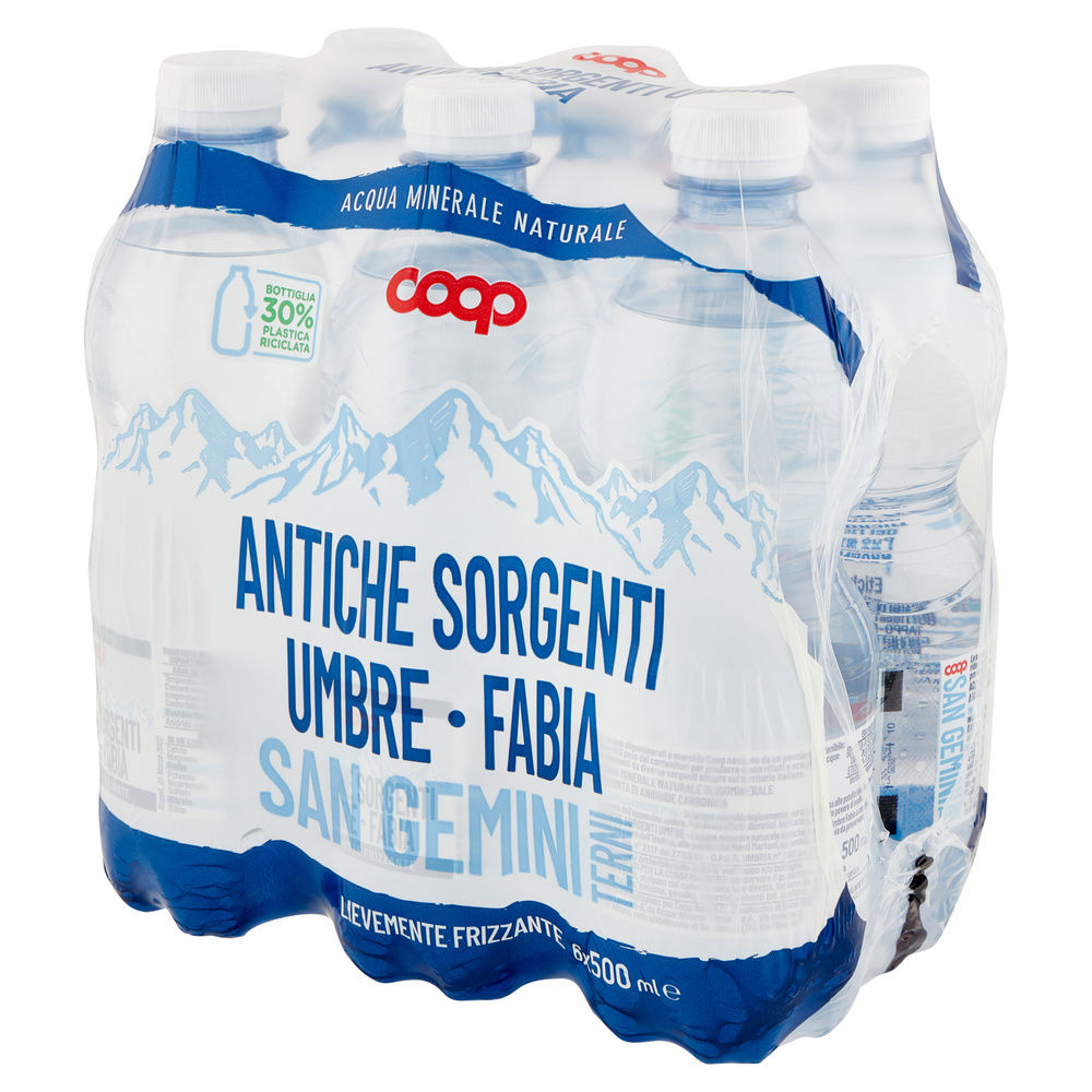 ACQUA LEGGERMENTE FRIZZANTE COOP ANTICHE SORGENTI UMBRE RPET30% CLUSTER ML500X6 - 7