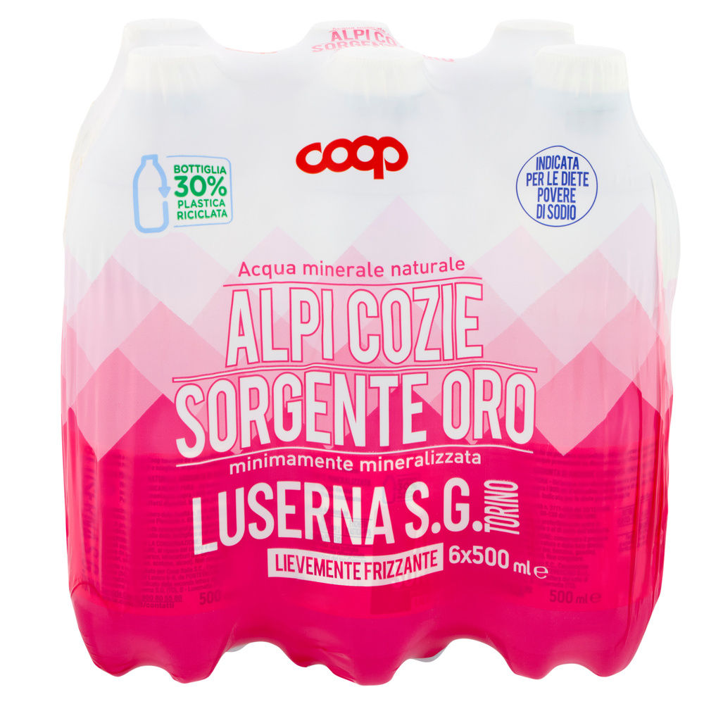 ACQUA LEGGERMENTE FRIZZANTE COOP ORO 30% RPET CLUSTER ML 500 X 6 - 3