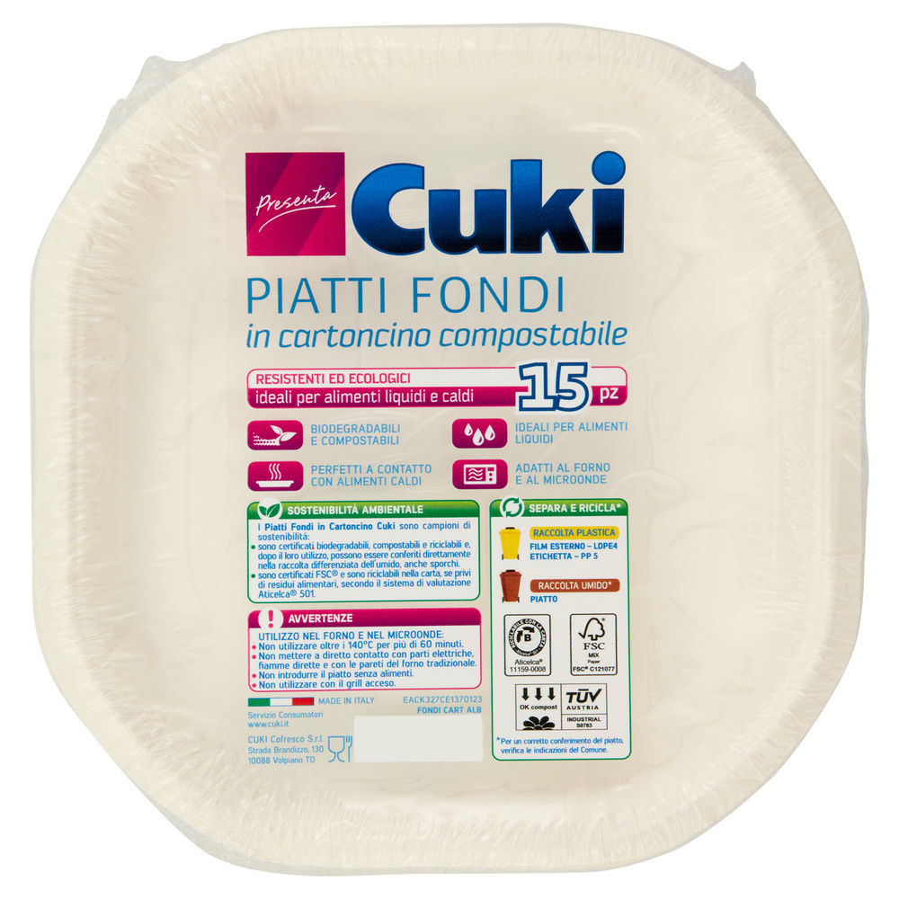 PIATTI FONDI CUKI IN CARTONCINO BIODEGRADABILE RC 137 PZ.15 - 0