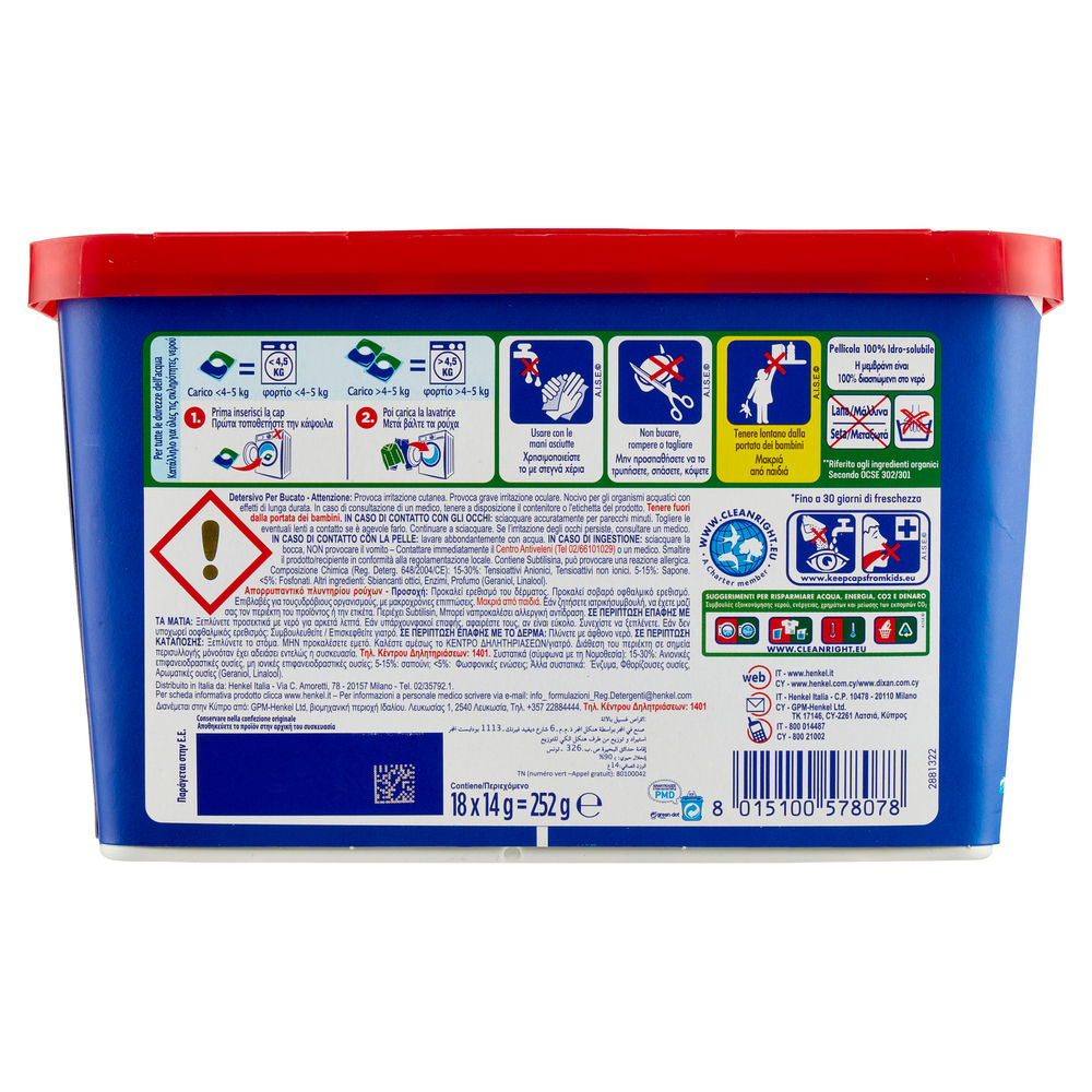 DETERSIVO LAVATRICE DIXAN POWER CAPS CLASSICO PZ 18 KG 0.252 - 1