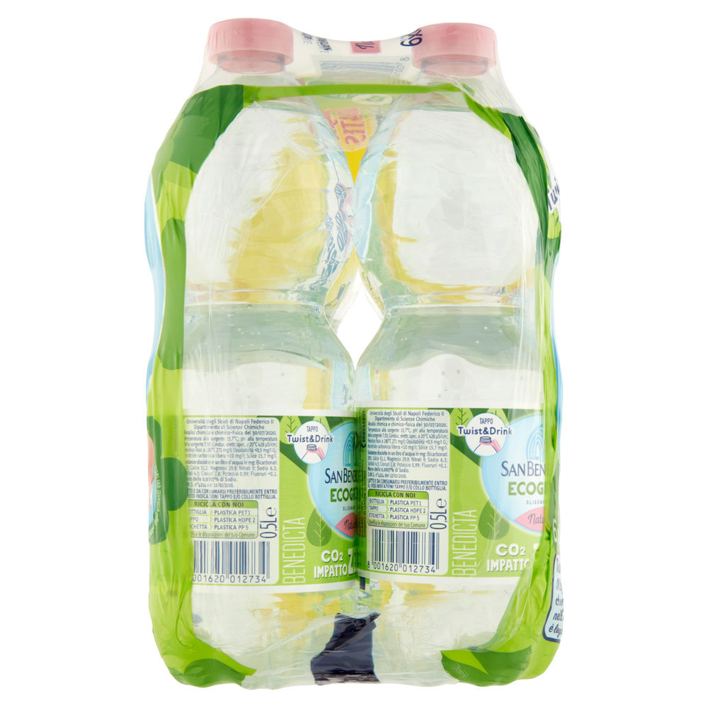 ACQUA MINERALE NATURALE ECOGREEN SAN BENEDETTO CLUSTER ML 500 X 4 + 2OM - 5