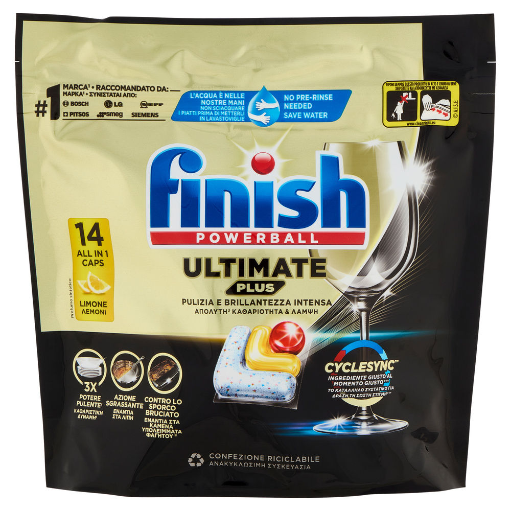 DETERSIVO LAVASTOVIGLIE FINISH TABS ULTIMATE PLUS  LEMON PZ 14 G 170,8 - 3