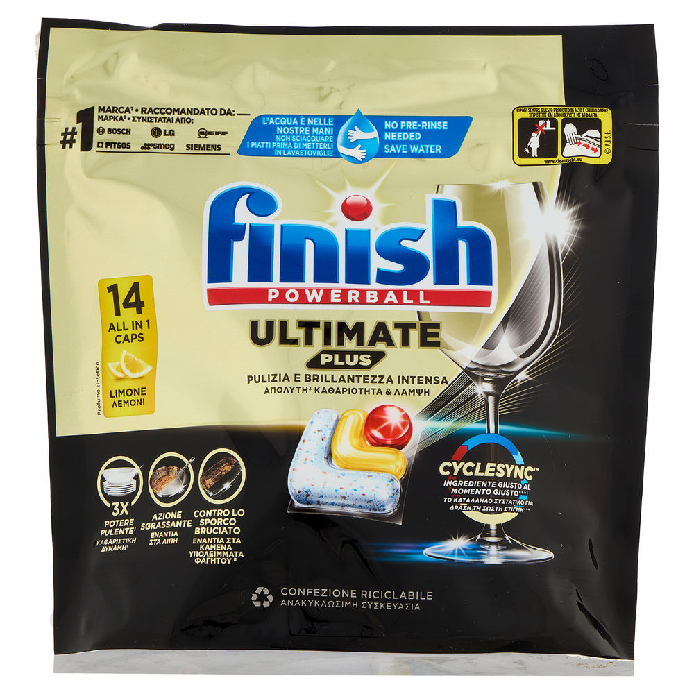 DETERSIVO LAVASTOVIGLIE FINISH TABS ULTIMATE PLUS  LEMON PZ 14 G 170,8 - 5