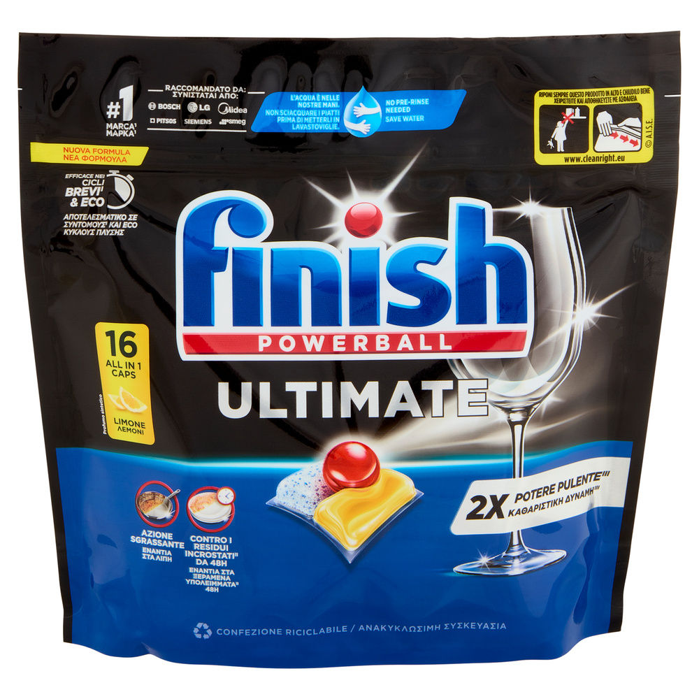 DETERSIVO LAVASTOVIGLIE FINISH TABS ULTIMATE LEMON PZ 16 G. 206,4 - 6