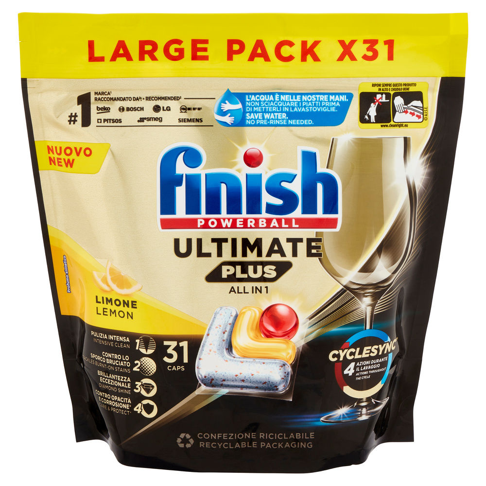 DETERSIVO LAVASTOVIGLIE FINISH TABS ULTIMATE PLUS LEMON PZ 31 G 378,2 - 3