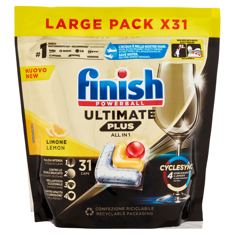 DETERSIVO LAVASTOVIGLIE FINISH TABS ULTIMATE PLUS LEMON PZ 31 G 378,2 - 5