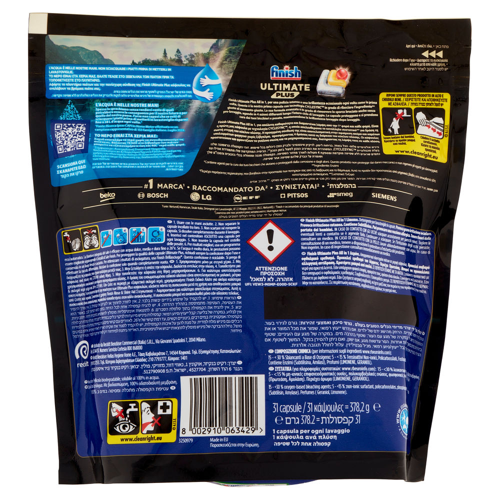 DETERSIVO LAVASTOVIGLIE FINISH TABS ULTIMATE PLUS LEMON PZ 31 G 378,2 - 1