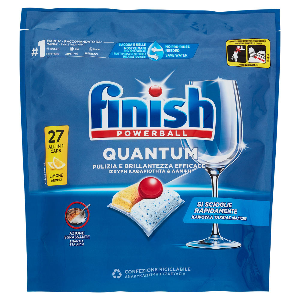 DETERSIVO LAVASTOVIGLIE FINISH TABS QUANTUM LEMON PZ 27 G 280,8 - 0