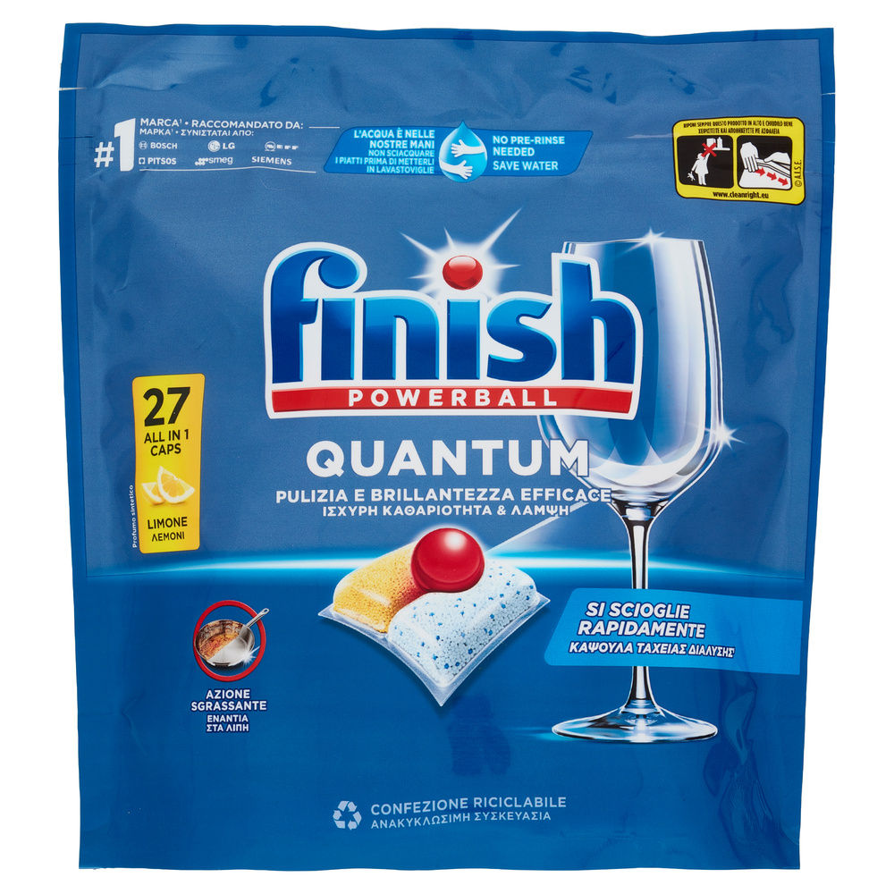 DETERSIVO LAVASTOVIGLIE FINISH TABS QUANTUM LEMON PZ 27 G 280,8 - 4