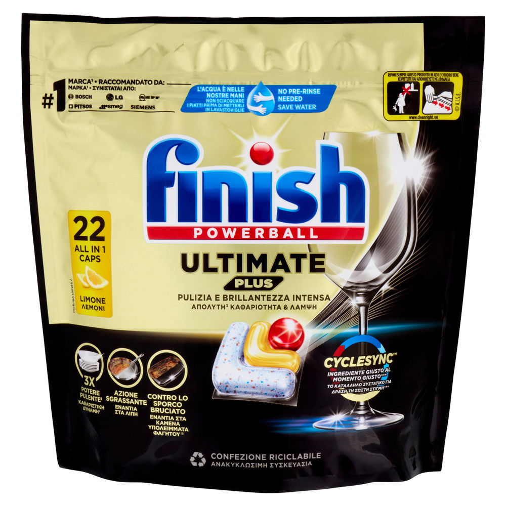 DETERSIVO LAVASTOVIGLIE FINISH TABS ULTIMATE PLUS  LEMON PZ 22 G 268,4 - 3