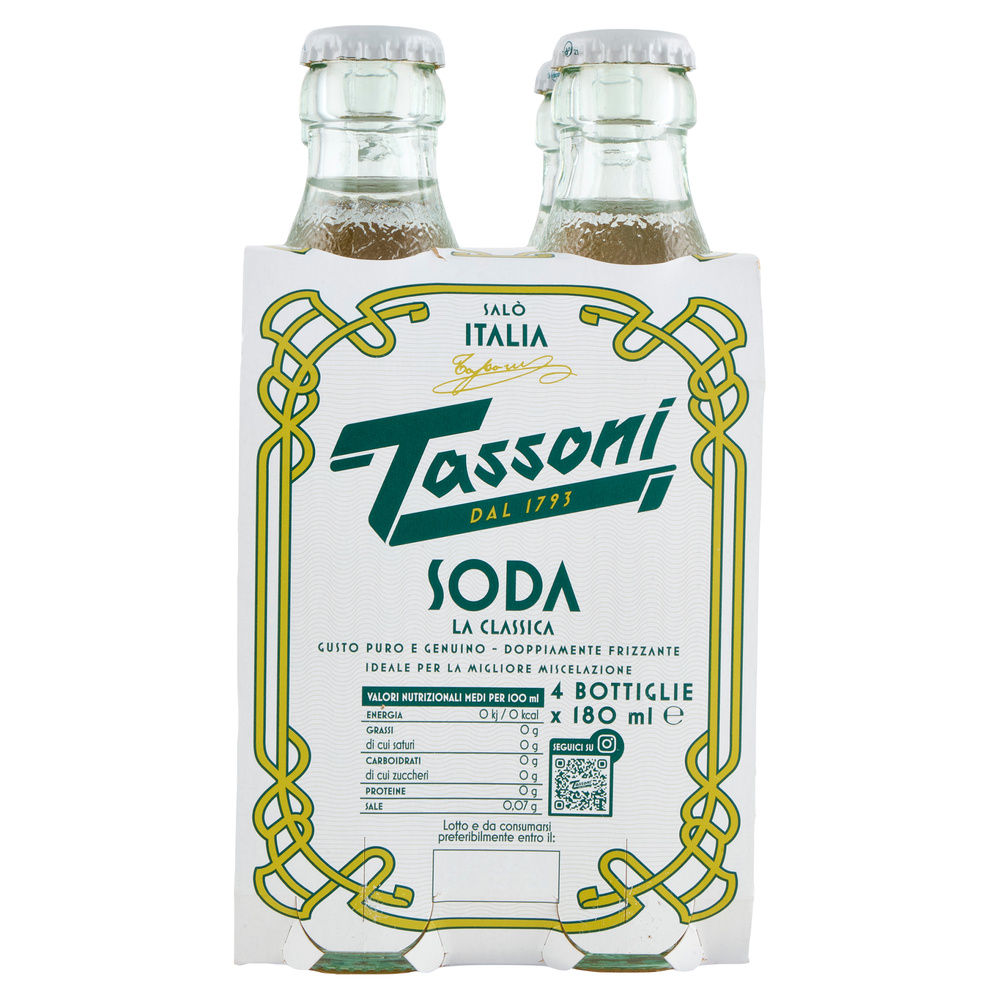 ACQUA GASSATA SODA WATER TASSONI CLUSTER ML 180X4 - 1