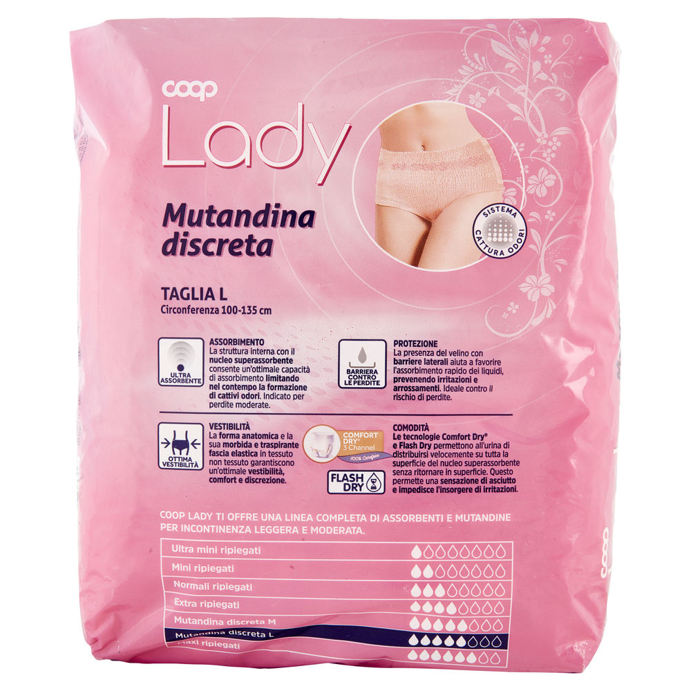 MUTANDINA PER INCONTINENZA DISCRETA COOP LADY TG.L PZ.7 - 1