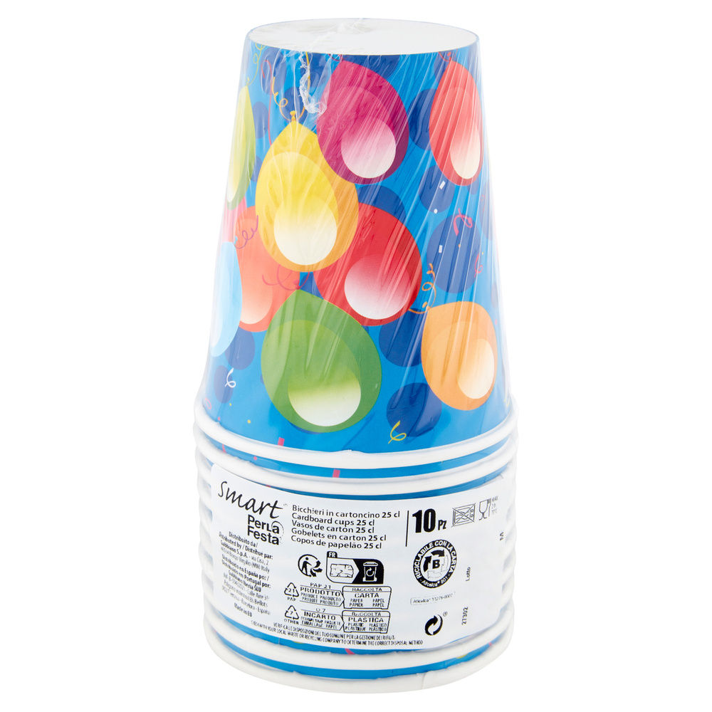 BICCHIERI DI CARTA FANTASIA PALLONCINI 25CL PERLAFESTA PZ.10 - 2