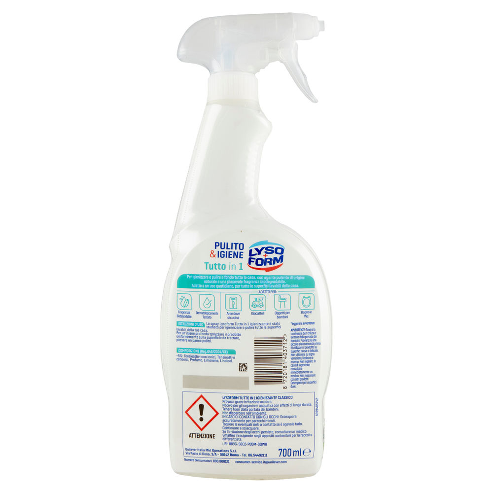 DETERGENTE SUPERFICI LYSOFORM SPRAY TUTTO IN 1 CLASSICO ML 700 - 1