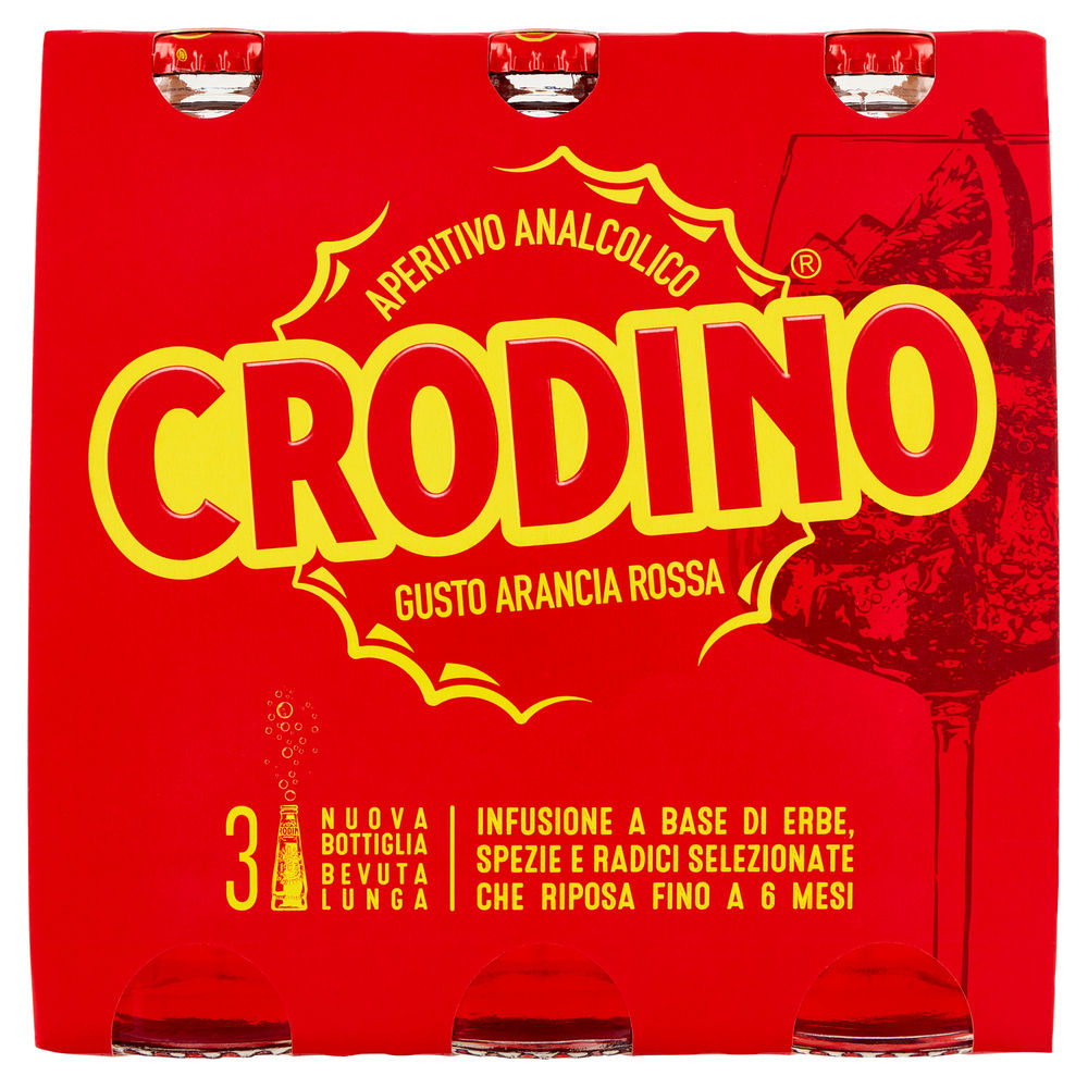 Aperitivo analcolico crodino arancia rossa cluster ml 175 x 3