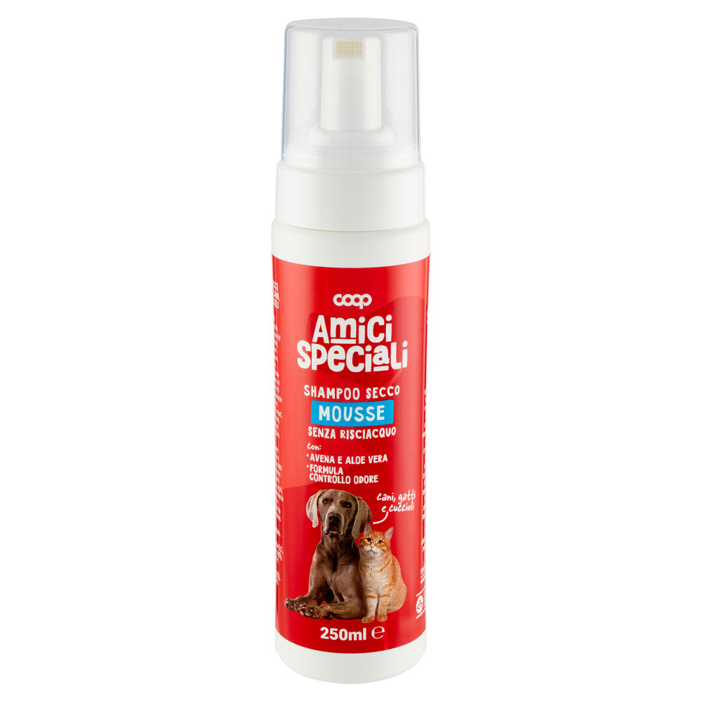 SHAMPOO SECCO MOUSSE CANI/GATTI AVENA E ALOE VERA AMICI SPECIALI COOP ML250 - 2