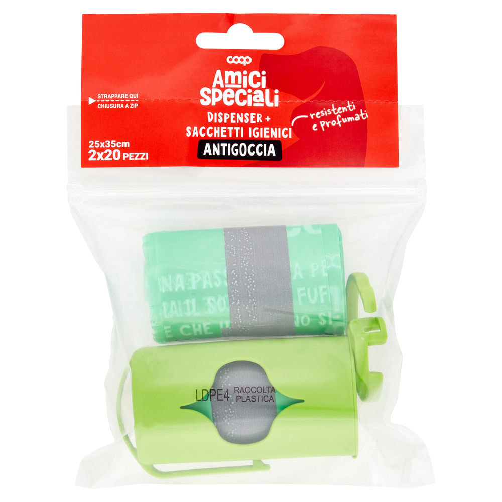 DISPENSER CON SACCHETTI IGIENICI ANTIGOCCIA AMICI SPECIALI COOP PZ2X20 - 0