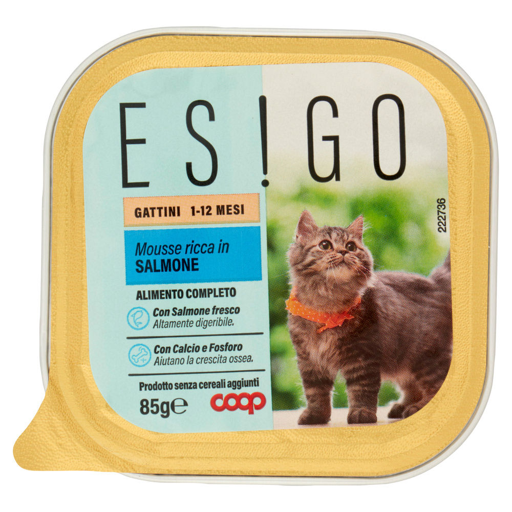 UMIDO GATTO MOUSSE RICCA IN SALMONE PER GATTINI COOP ESIGO G85 - 5