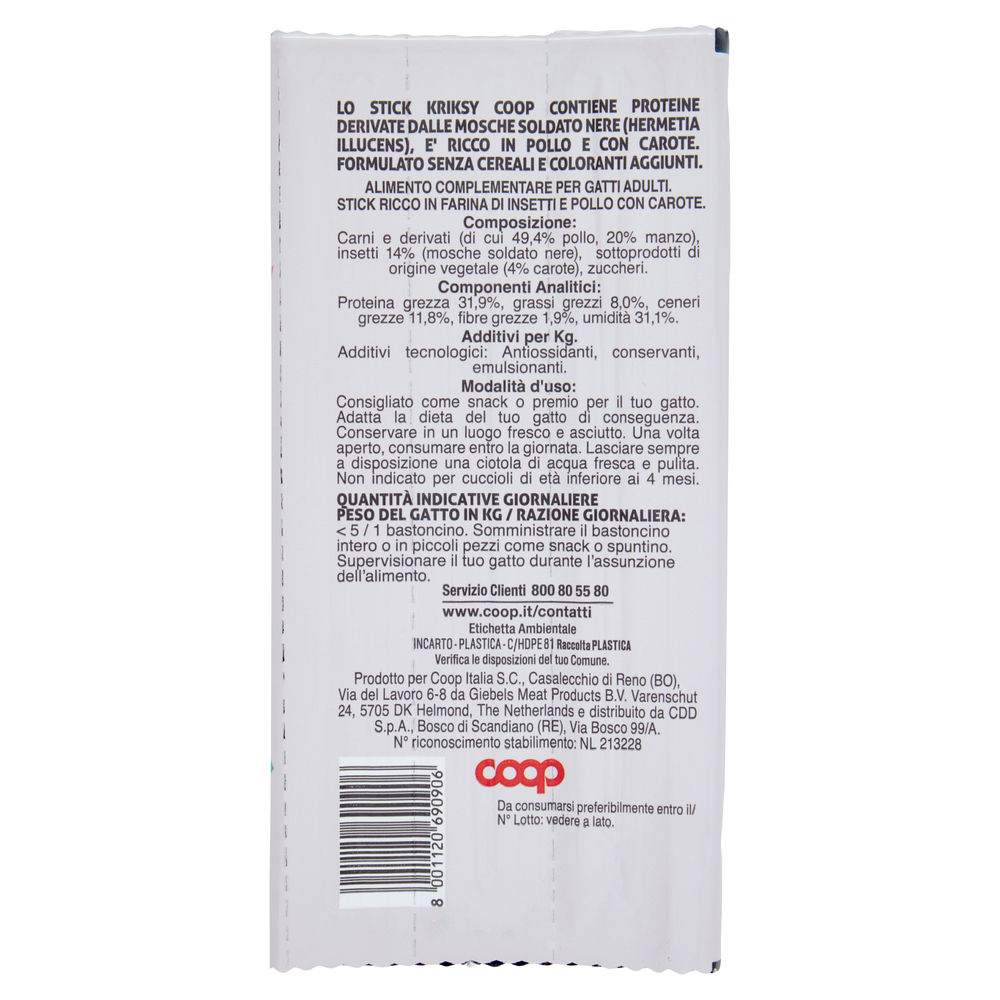 STICK GATTO CON INSETTI /POLLO/CAROTE GRAIN FREE COOP KRIKSY PZ8XG5 - 1