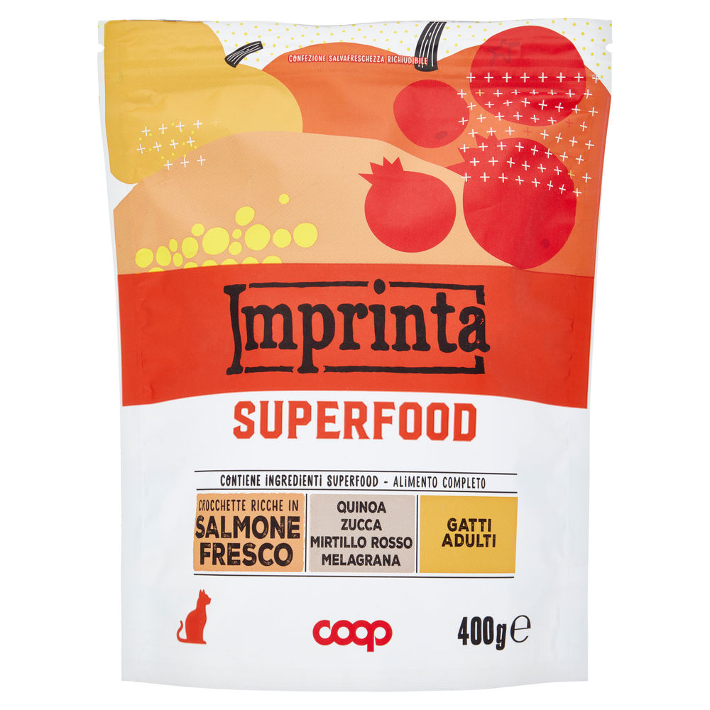 SECCO GATTO CROCCHETTE CON SALM/QUINOA/ZUCCA/MIRT.R.IMPRINTA SUPERFOOD COOP G400 - 0