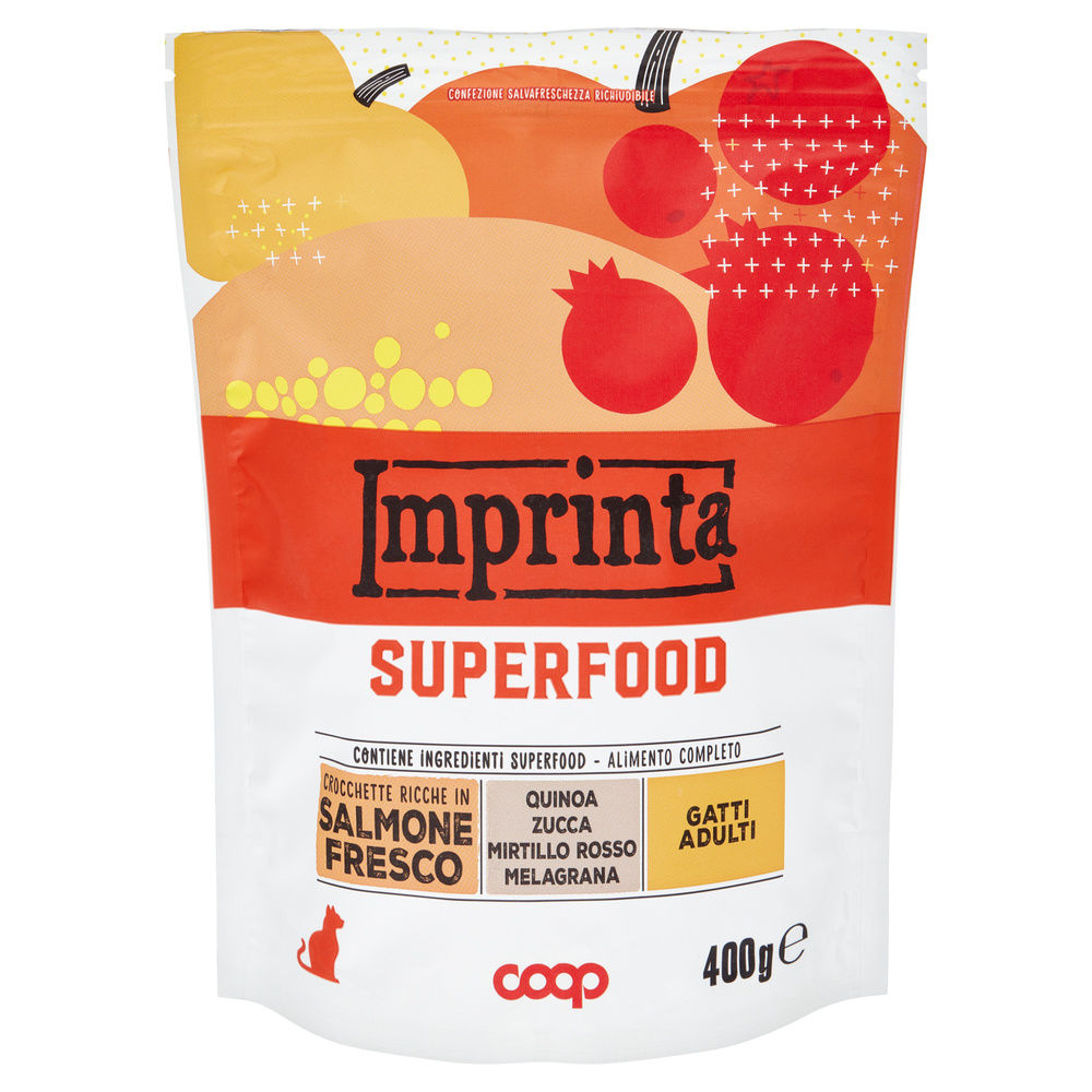 SECCO GATTO CROCCHETTE CON SALM/QUINOA/ZUCCA/MIRT.R.IMPRINTA SUPERFOOD COOP G400 - 3