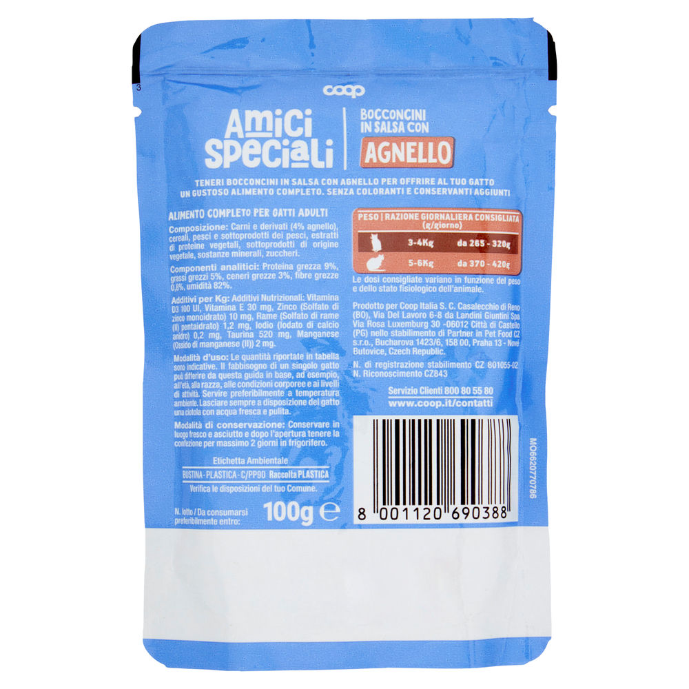 UMIDO GATTO BOCCONCINI PER GATTI AGNELLO AMICI SPECIALI COOP BUSTA G100 - 1