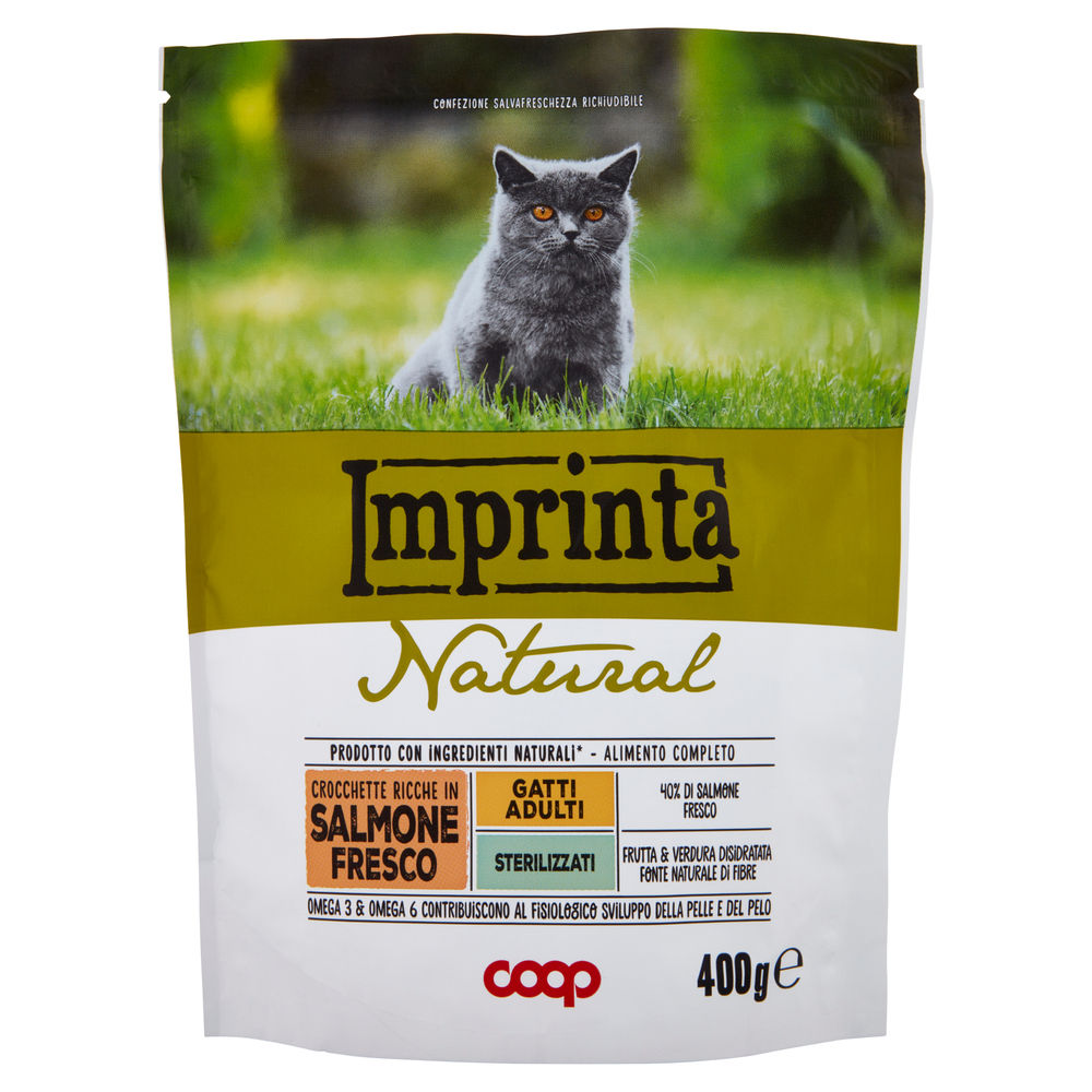 SECCO GATTO CROCCHETTE NATURALI GATTO STERILIZZATI SALMONE IMPRINTA COOP G400 - 0