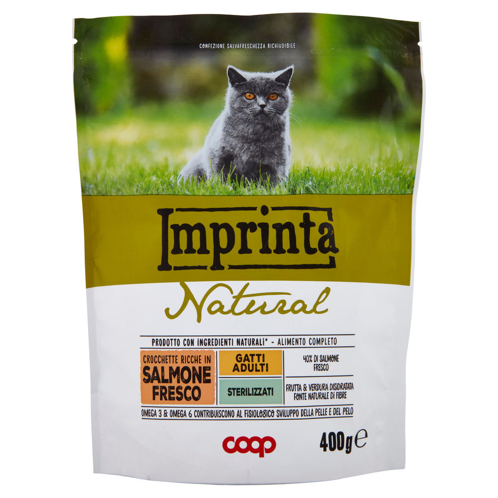 SECCO GATTO CROCCHETTE NATURALI GATTO STERILIZZATI SALMONE IMPRINTA COOP G400 - 2