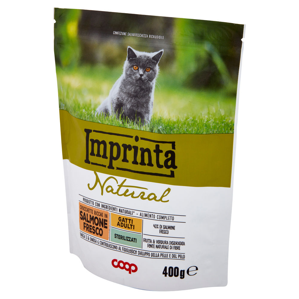 SECCO GATTO CROCCHETTE NATURALI GATTO STERILIZZATI SALMONE IMPRINTA COOP G400 - 4