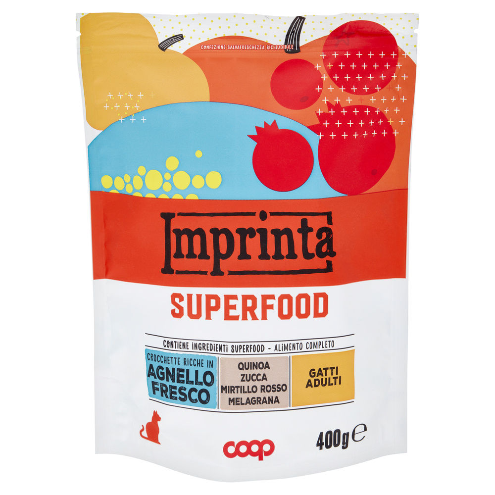 SECCO GATTO CROCCHETTE C/AGNEL/QUINOA/ZUCCA/MIRT.R IMPRINTA SUPERFOOD COOP G400 - 2