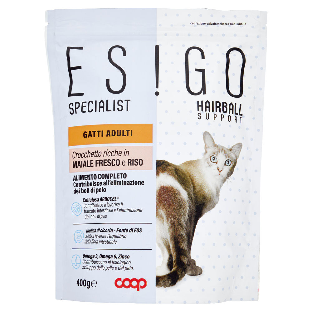 SECCO GATTO CROCCHETTE MAIALE E RISO PER GATTI ADULTI ANTIB.ESIGO SP COOP G400 - 3