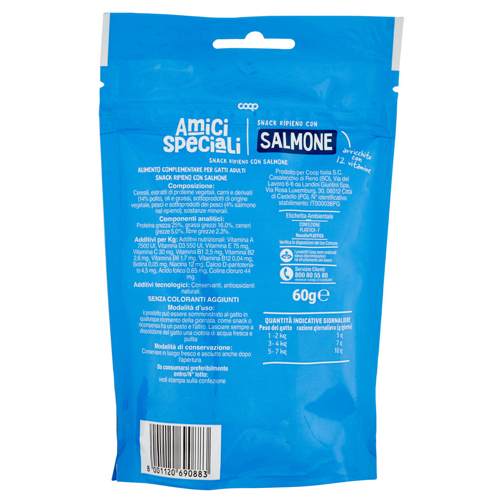 FAGOTTINI PER GATTI RIPIENI AL SALMONE AMICI SPECIALI COOP G60 - 1