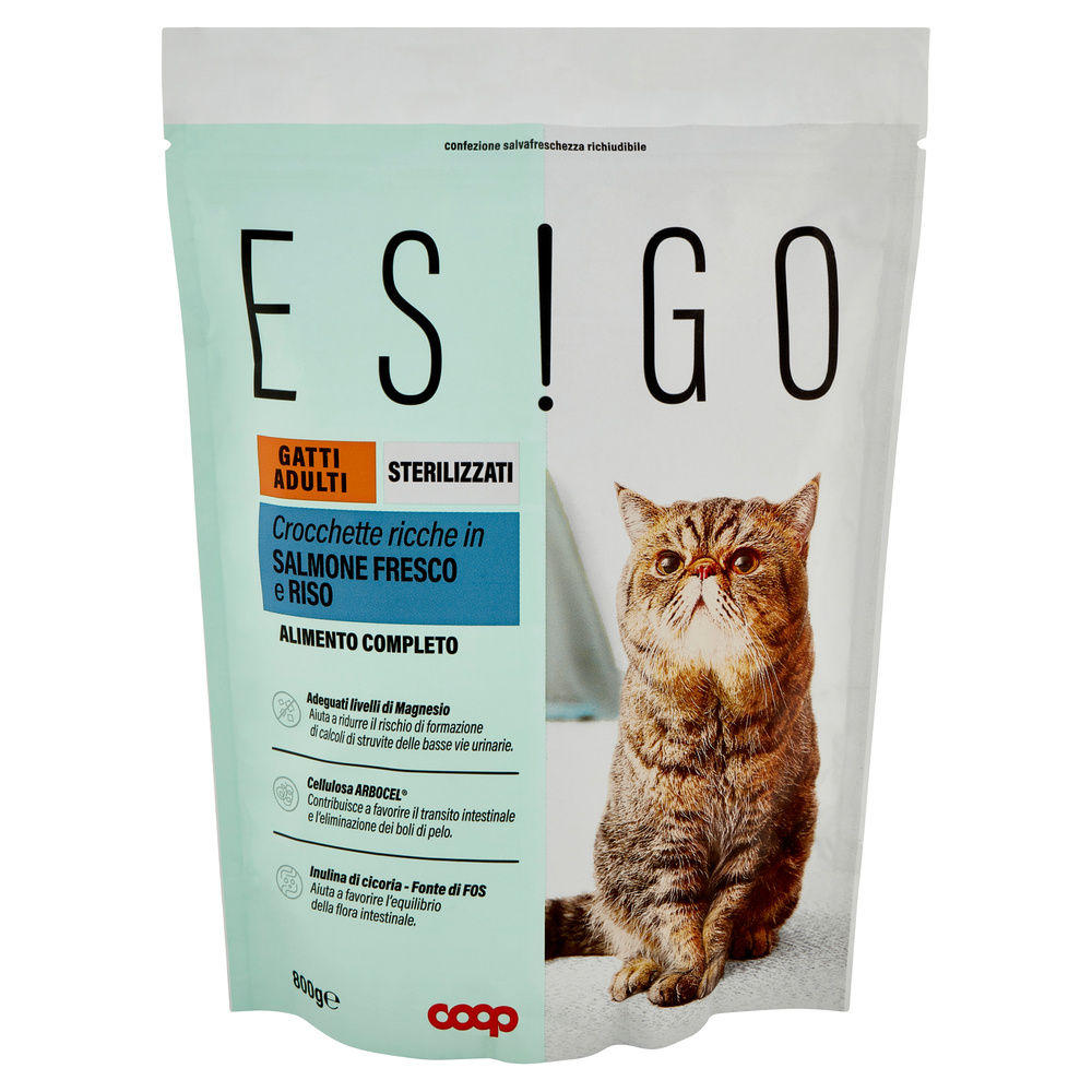 SECCO GATTO CROCCHETTE GATTI STERILIZZATI SALMONE E RISO ESIGO COOP G800 - 4