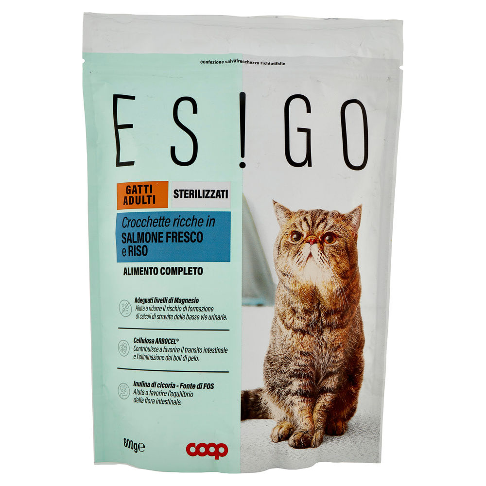 SECCO GATTO CROCCHETTE GATTI STERILIZZATI SALMONE E RISO ESIGO COOP G800 - 2