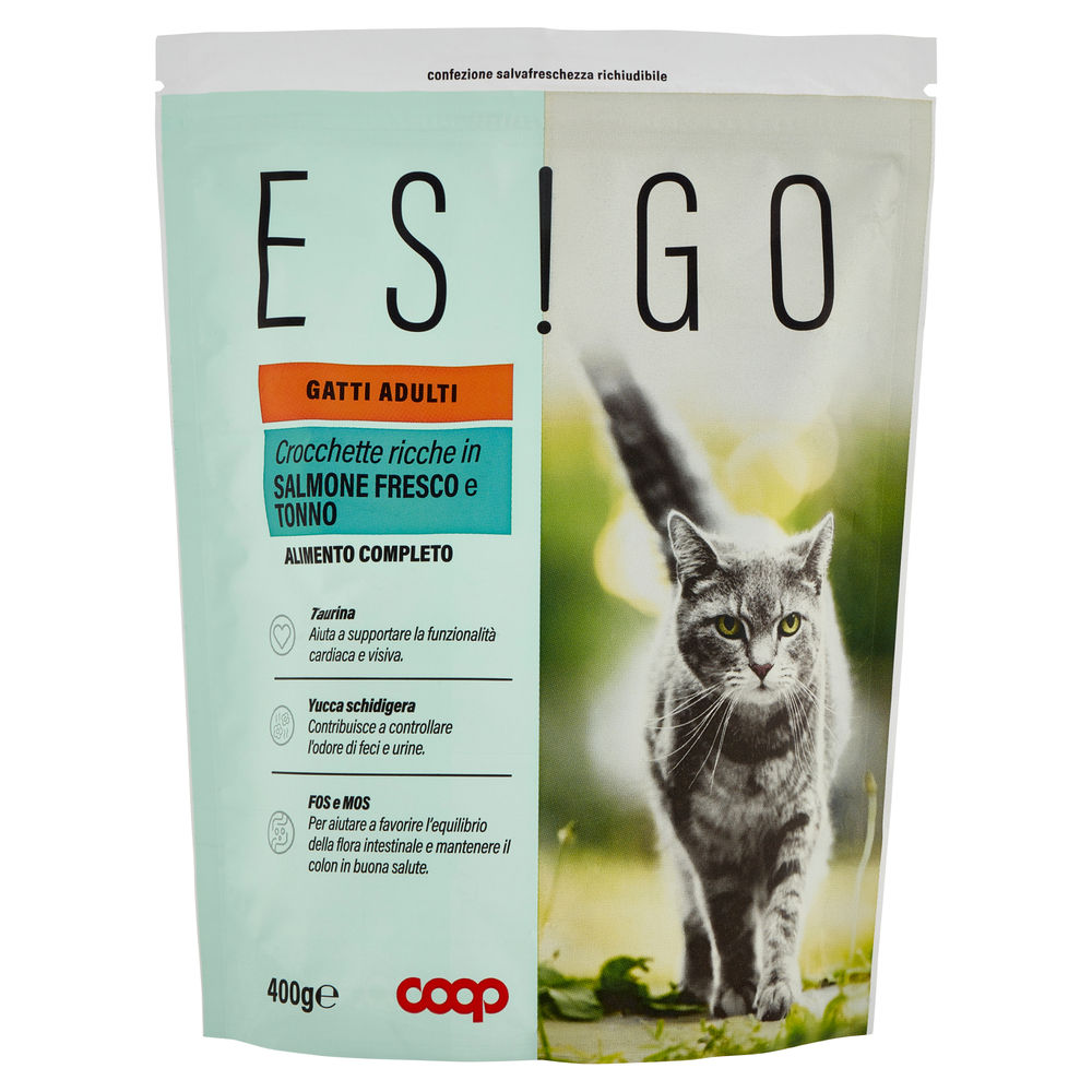 Secco gatto crocchette salmone e tonno per gatti adulti esigo coop g400