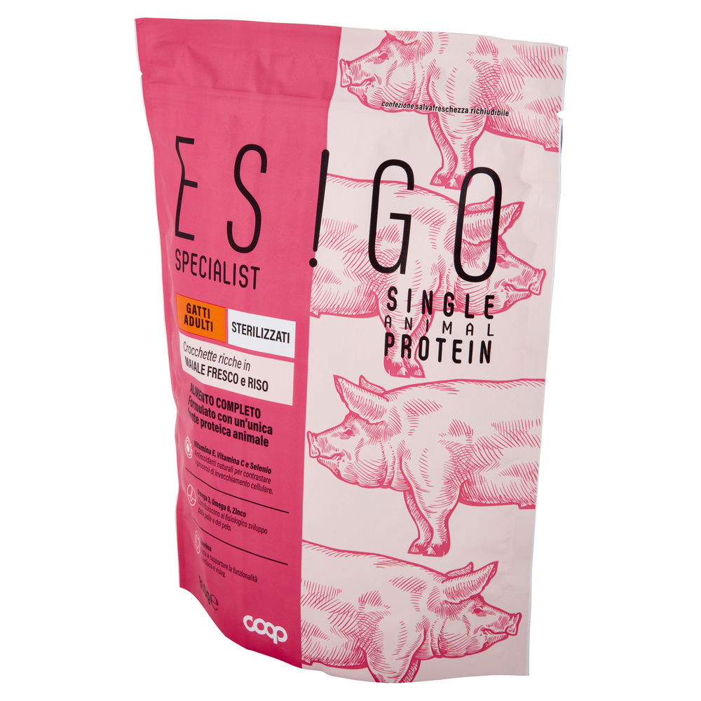 SECCO GATTO CROCCHETTE MONOPROT MAIALE PER GATTI STERILIZZ  ESIGO SP COOP G800 - 5