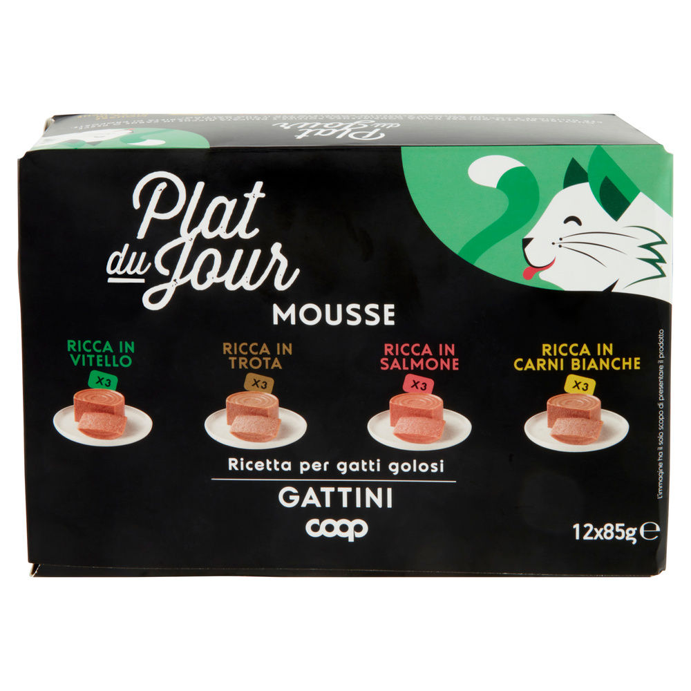 UMIDO GATTO MOUSSE GATTINO GUSTI ASS.TI PLAT DU JOUR(CB,VIT,SAL,TR)COOP G85X12 - 6