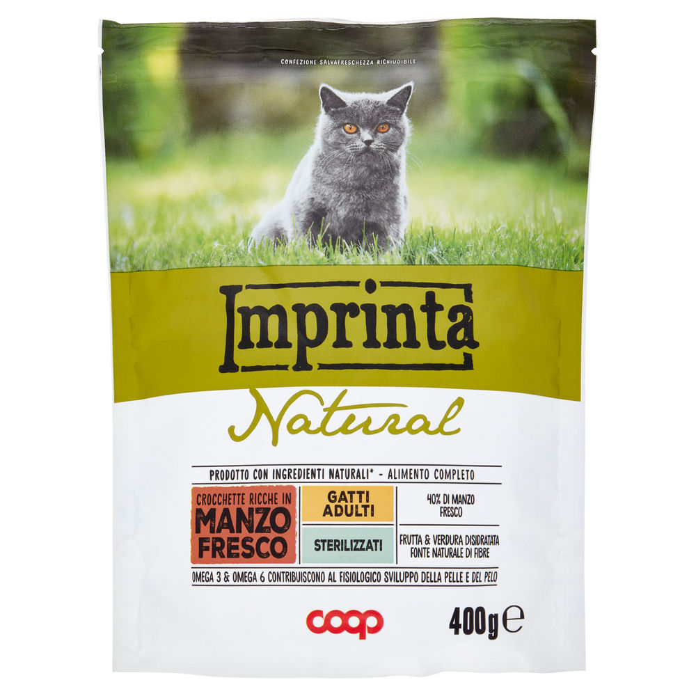 Secco gatto crocchette naturali per gatti sterilizzati manzo imprinta coop g400