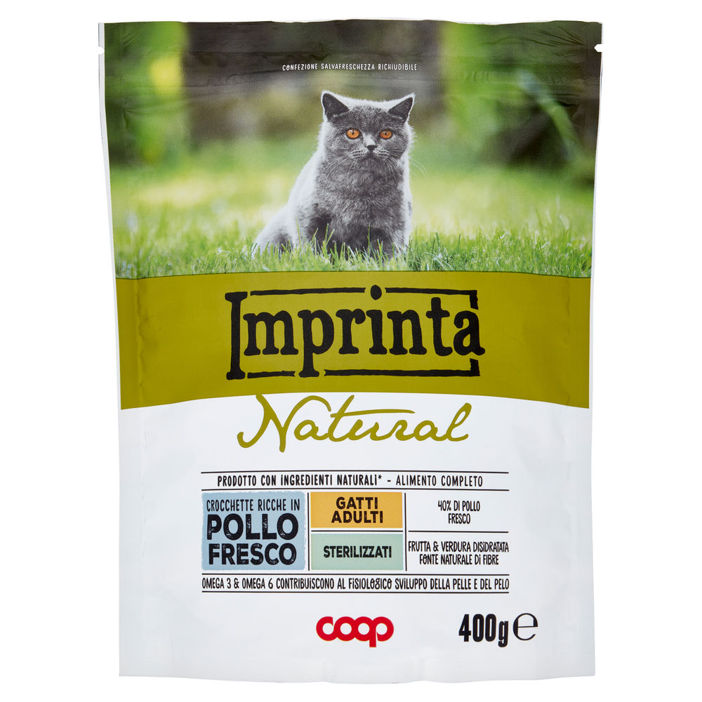 Secco gatto crocchette naturali per gatti sterilizzati pollo imprinta coop g400