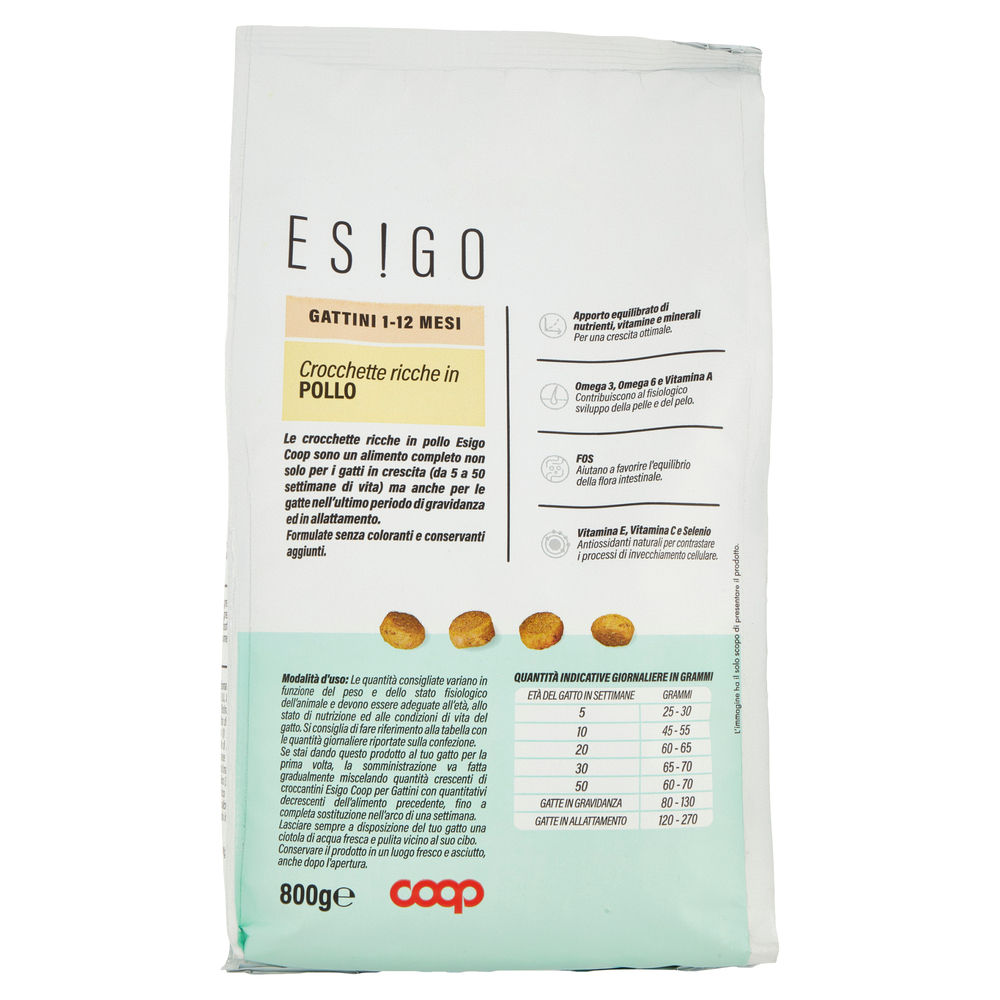 SECCO GATTO CROCCHETTE PER GATTINI POLLO E RISO ESIGO COOP G800 - 1