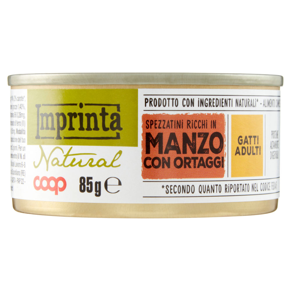 Umido gatto spezzatini per gatto manzo e verdure coop imprinta g85