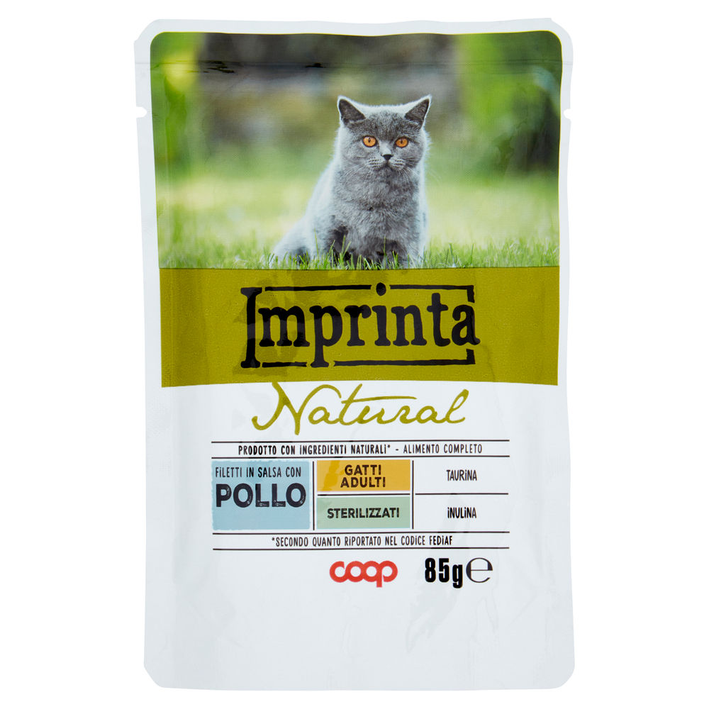 Umido gatto filetti naturali per gatti sterilizz. pollo busta imprinta coop g85