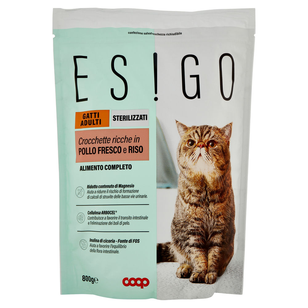 SECCO GATTO CROCCHETTE GATTI STERILIZZATI POLLO E RISO ESIGO COOP G800 - 0