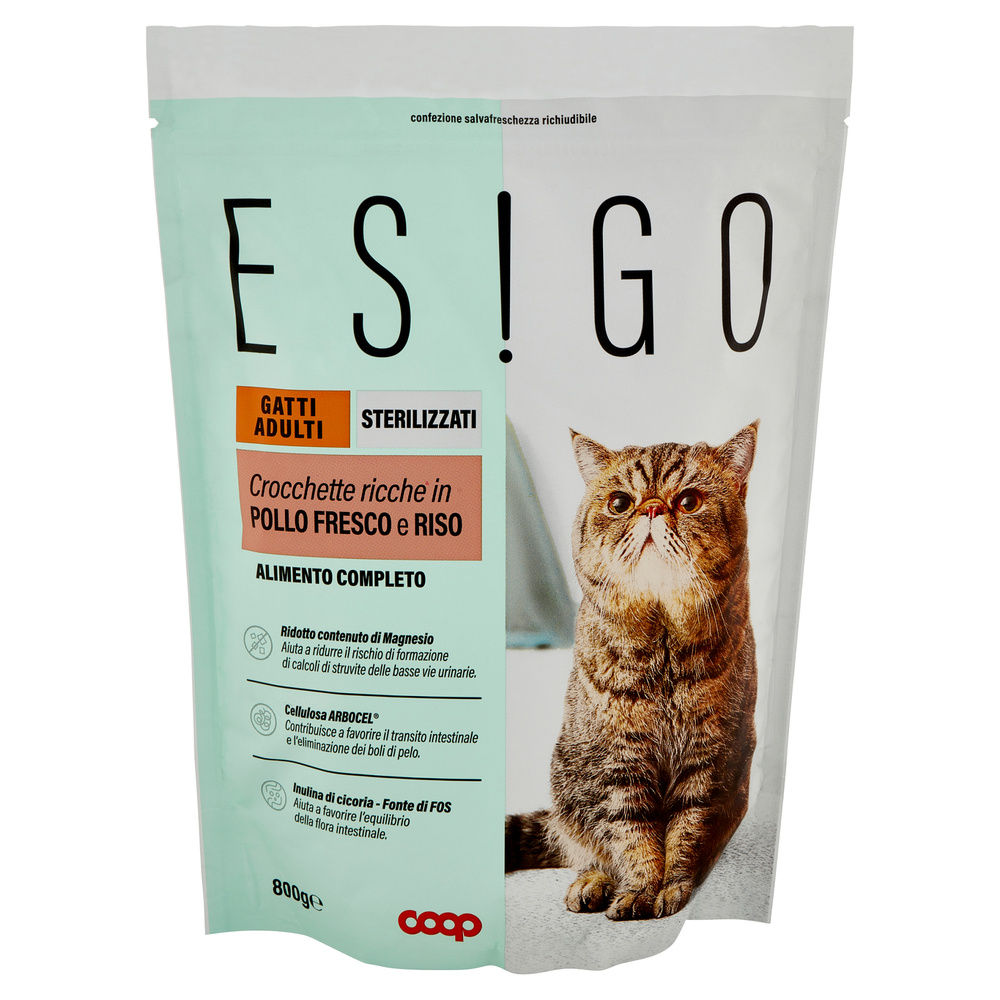 SECCO GATTO CROCCHETTE GATTI STERILIZZATI POLLO E RISO ESIGO COOP G800 - 3