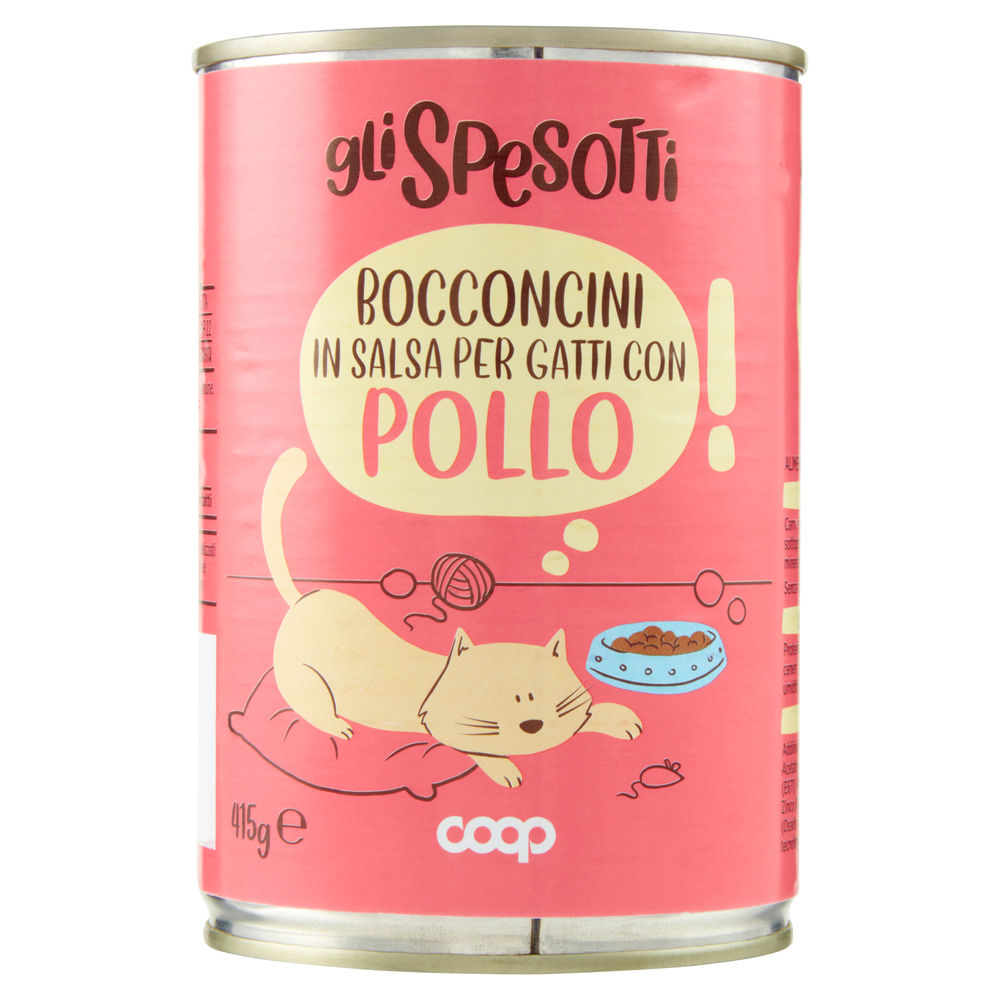 Umido gatto bocconcini per gatti pollo lattina gli spesotti coop g415