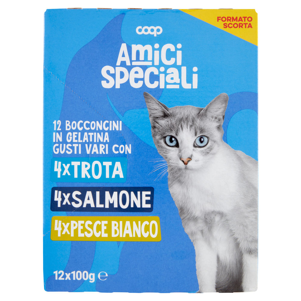 UMIDO GATTO MULTIPACK BOCCONC.PER GATTI IN GEL.PESCE AMICI SPECIALI COOP G100X12 - 0