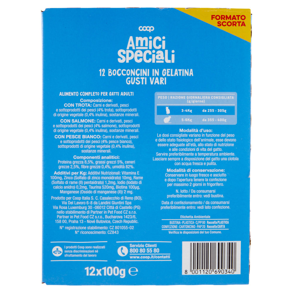 UMIDO GATTO MULTIPACK BOCCONC.PER GATTI IN GEL.PESCE AMICI SPECIALI COOP G100X12 - 1